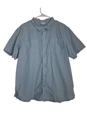 Columbia Blue Short Sleeve Button-Up Shirt Mens XL Cotton Casual Lightweight